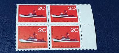 德国邮票专场，都是四方联 - 德国邮票四方联，1965年发行， 海上遇难者营救协会船。品相如图