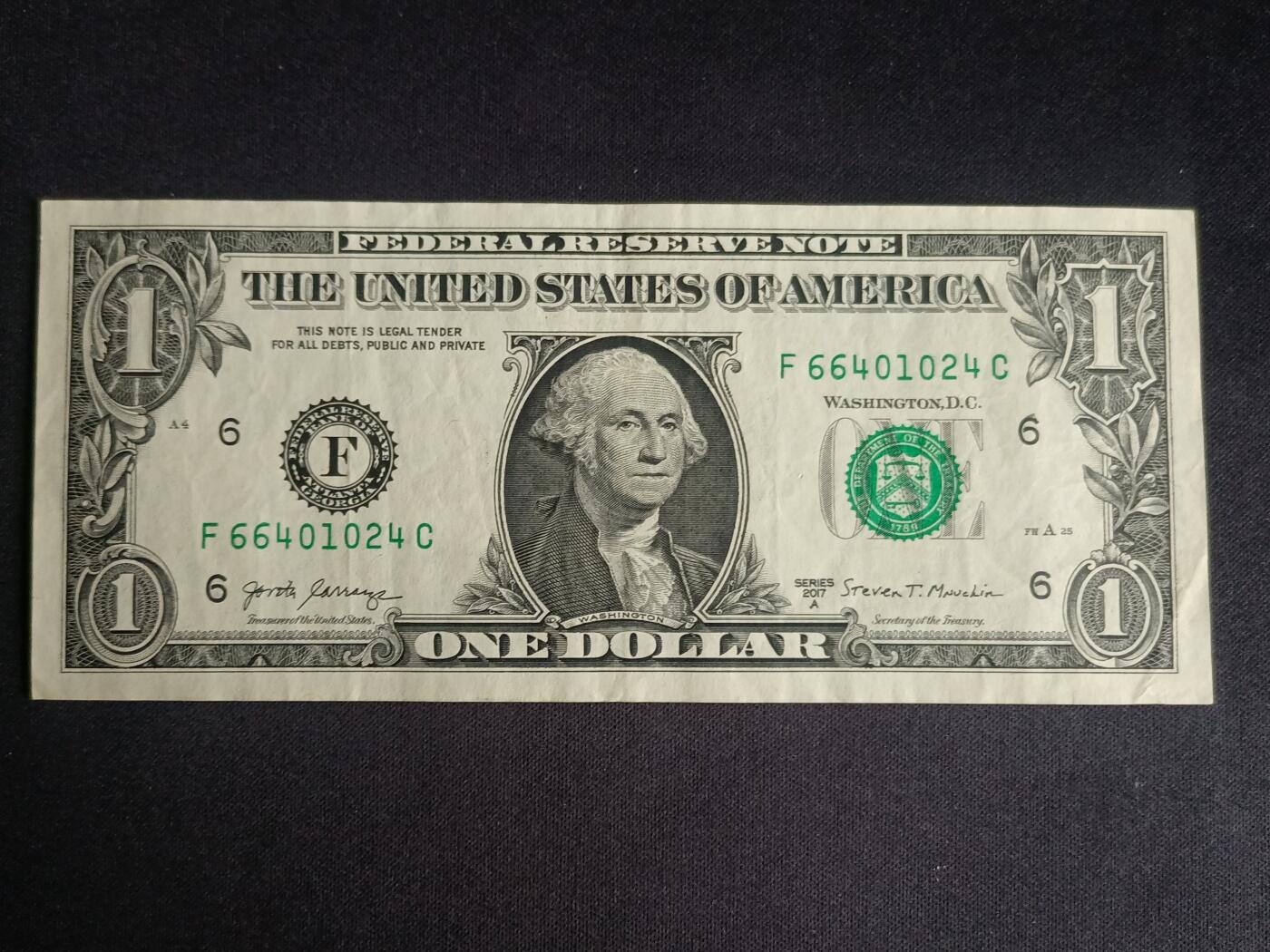 【游宝拍卖】乙巳蛇年91期 第四季首拍场  美国-1美元【SERIES-2017A F6亚特兰大 流通好品VF】