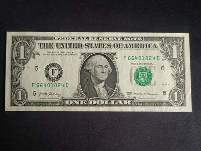 【游宝拍卖】乙巳蛇年91期 第四季首拍场  - 美国-1美元【SERIES-2017A F6亚特兰大 流通好品VF】