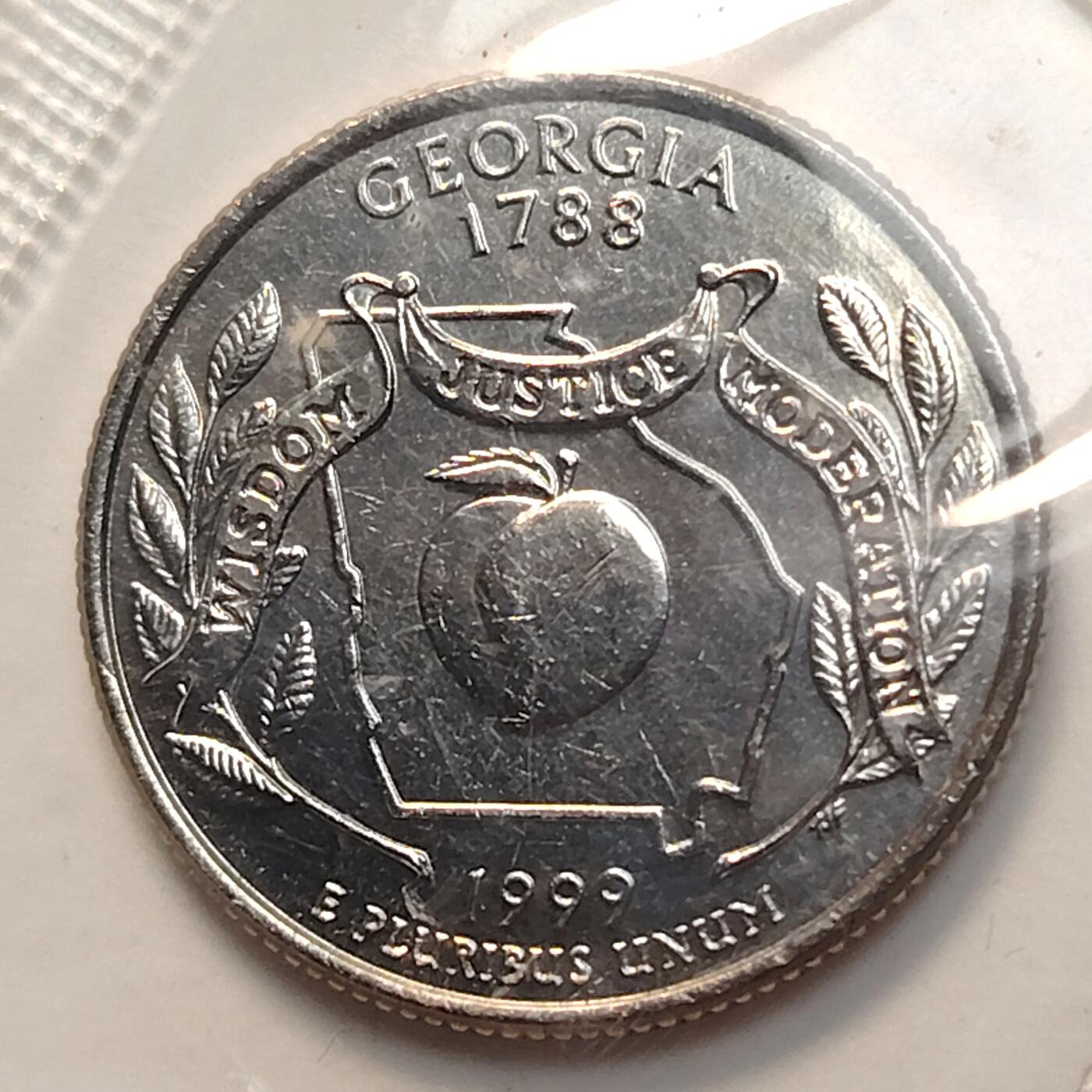 布加迪🐬～世界钱币(上海)🌾第 263 期 /  各国套币和散币 美国🇺🇸 1999年 25分 洲币首发年份