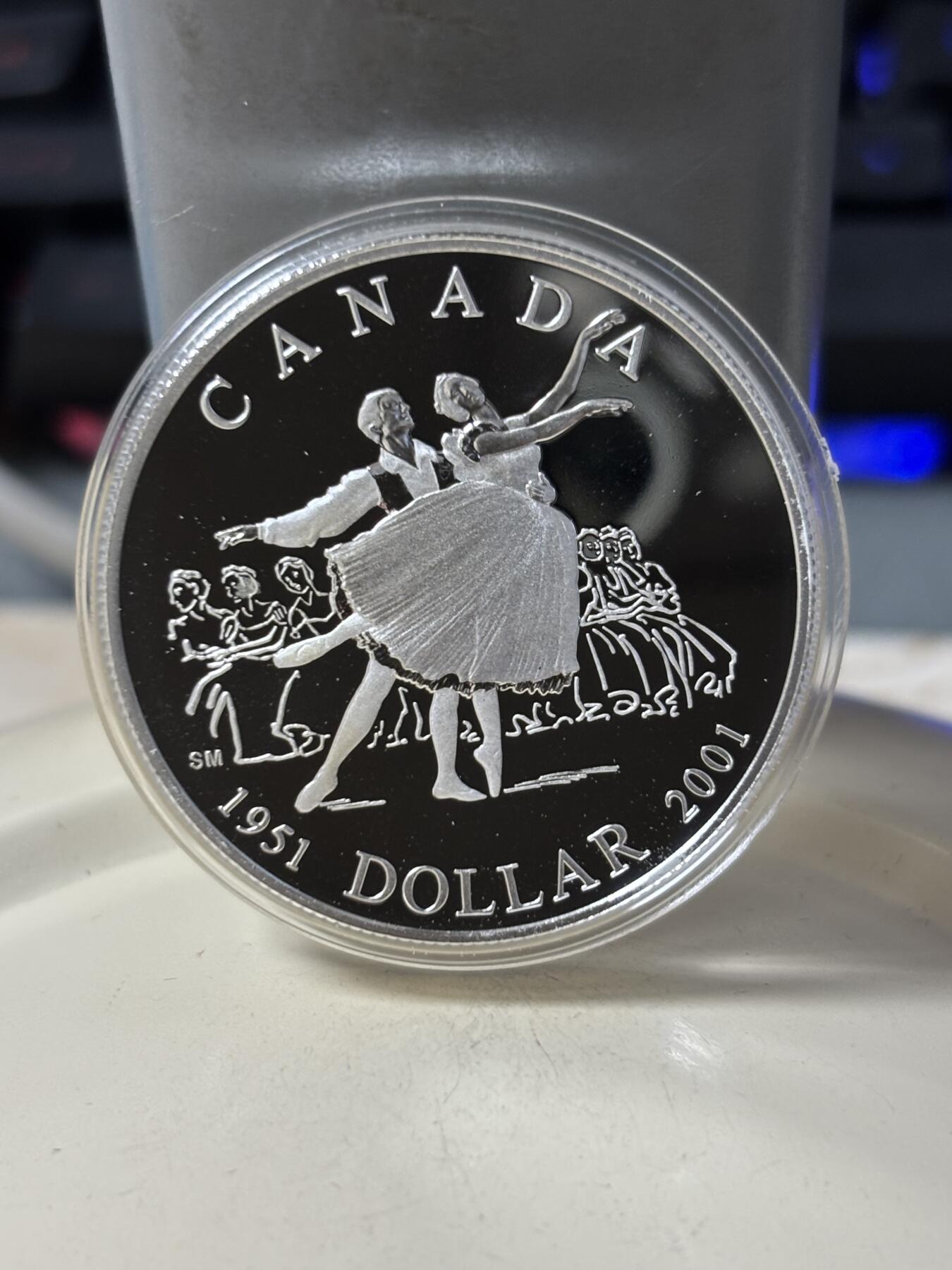 第184期拍卖 加拿大2001年国家芭蕾舞团成立50周年精制银币，925银，25.175克，