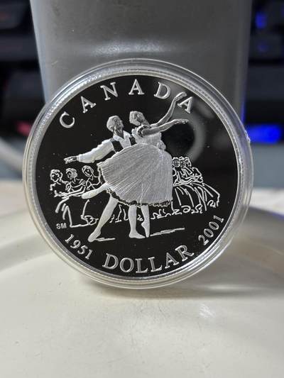 第184期拍卖 - 加拿大2001年国家芭蕾舞团成立50周年精制银币，925银，25.175克，