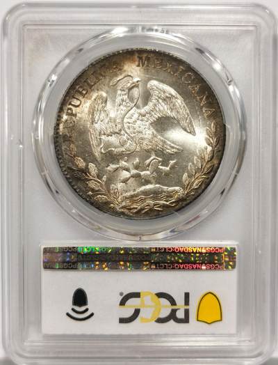 博洋堂世界钱币拍卖第150期（全场包邮） PCGS MS64 墨西哥1894年Mo厂鹰洋，黑彩包浆加回转十字光，状态真的很赞，绝对难得一见的。