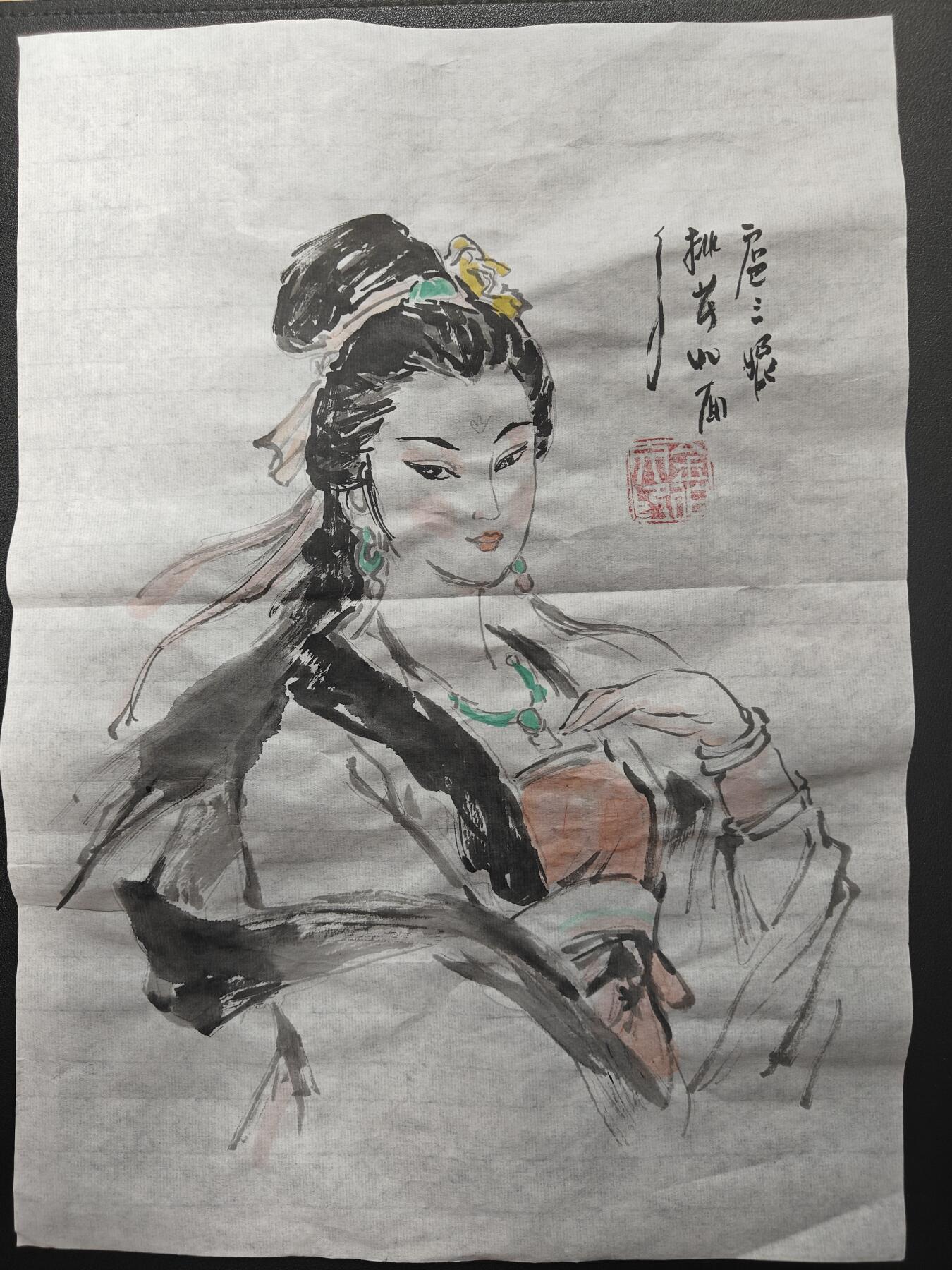 天玑星卡拍第146期《12.4周四截拍》持续收拍收评中 满赠卡需备注 【手绘水墨画】bowen艺术 原创水墨画 桃花如面 扈三娘 A4左右尺寸 宣纸