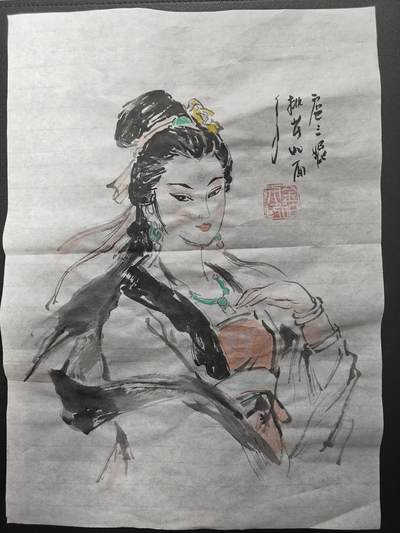 天玑星卡拍第146期《12.4周四截拍》持续收拍收评中 满赠卡需备注 - 【手绘水墨画】bowen艺术 原创水墨画 桃花如面 扈三娘 A4左右尺寸 宣纸