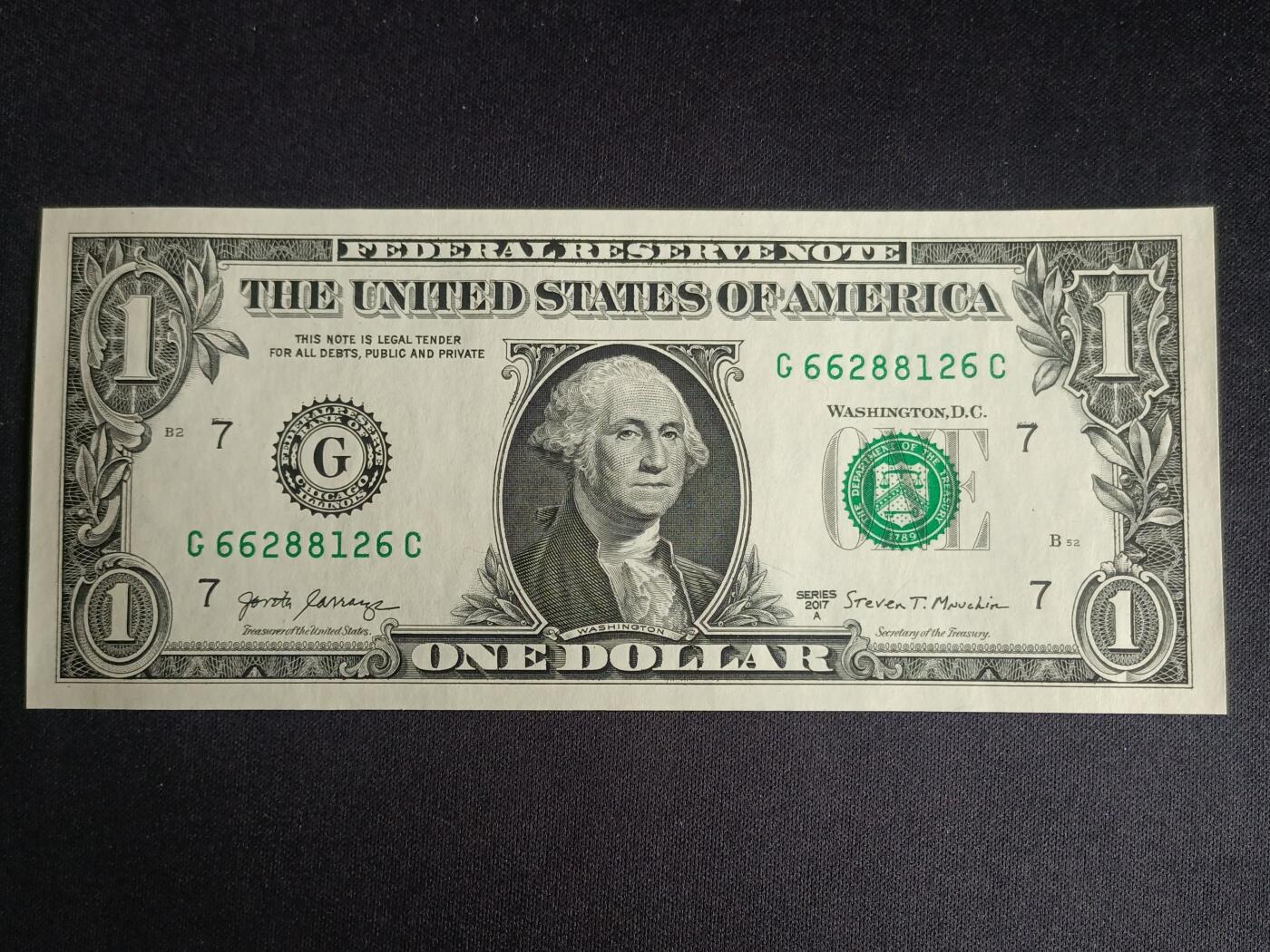 【游宝拍卖】乙巳蛇年91期 第四季首拍场  美国-1美元【SERIES-2017A G7芝加哥 朦胧号 全新UNC-】