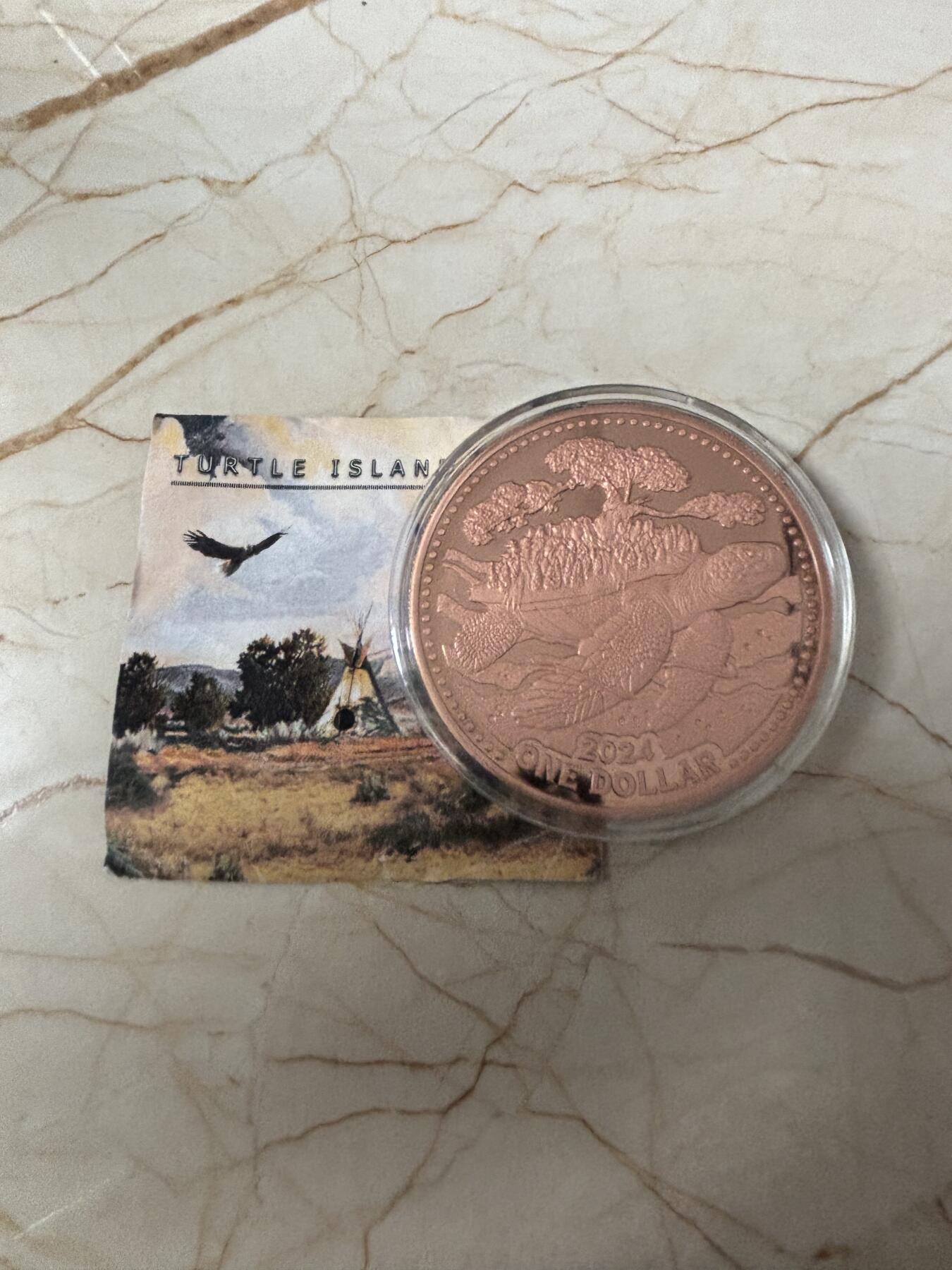 第184期拍卖 美国2024年印第安部落海龟5盎司纪念铜币带证书