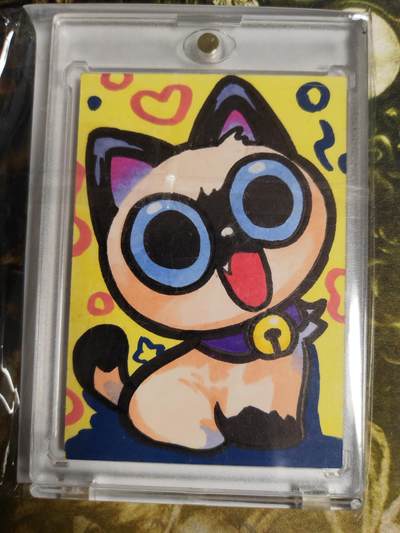 阳大大卡牌拍卖第85期（持续收拍品，周六晚上九点截拍，进群福利早知道） - 【手绘卡】国潮来袭 手绘卡系列 卡通猫