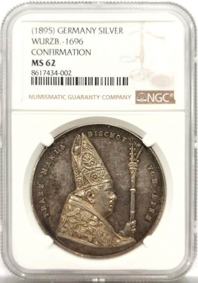 博洋堂世界钱币拍卖第150期（全场包邮） - NGC MS62 德国1895年宗教坚振礼纪念银章