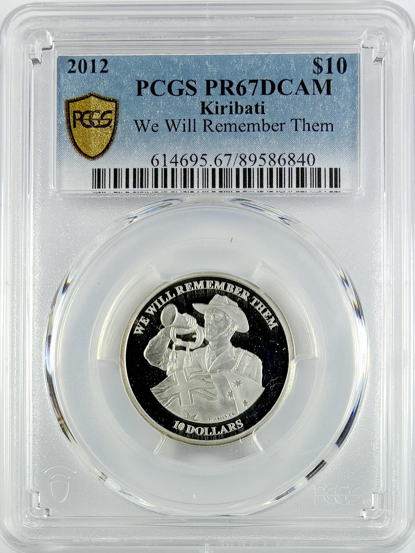 【雨安】【直播拍卖】【世界币章119期-评级币】2025-12-06 周六 19:30 保真 [评级现代] Kiribati 基里巴斯 10元 2012年 我们会记住他们 PCGS-PR67DCAM