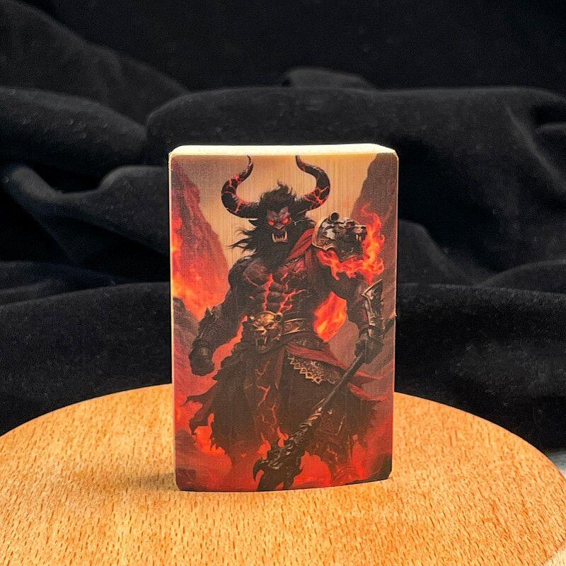 听雨轩（34）天然彩绘实心玉竹牌专场 实心玉竹牌  牛魔王  4*6cm