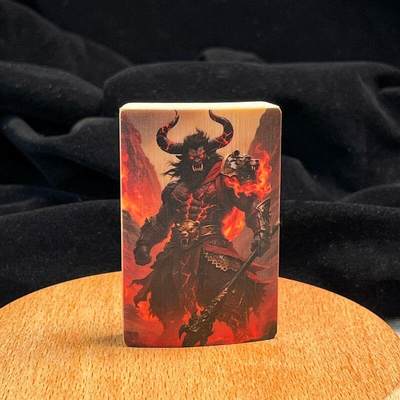 听雨轩（34）天然彩绘实心玉竹牌专场 - 实心玉竹牌  牛魔王  4*6cm