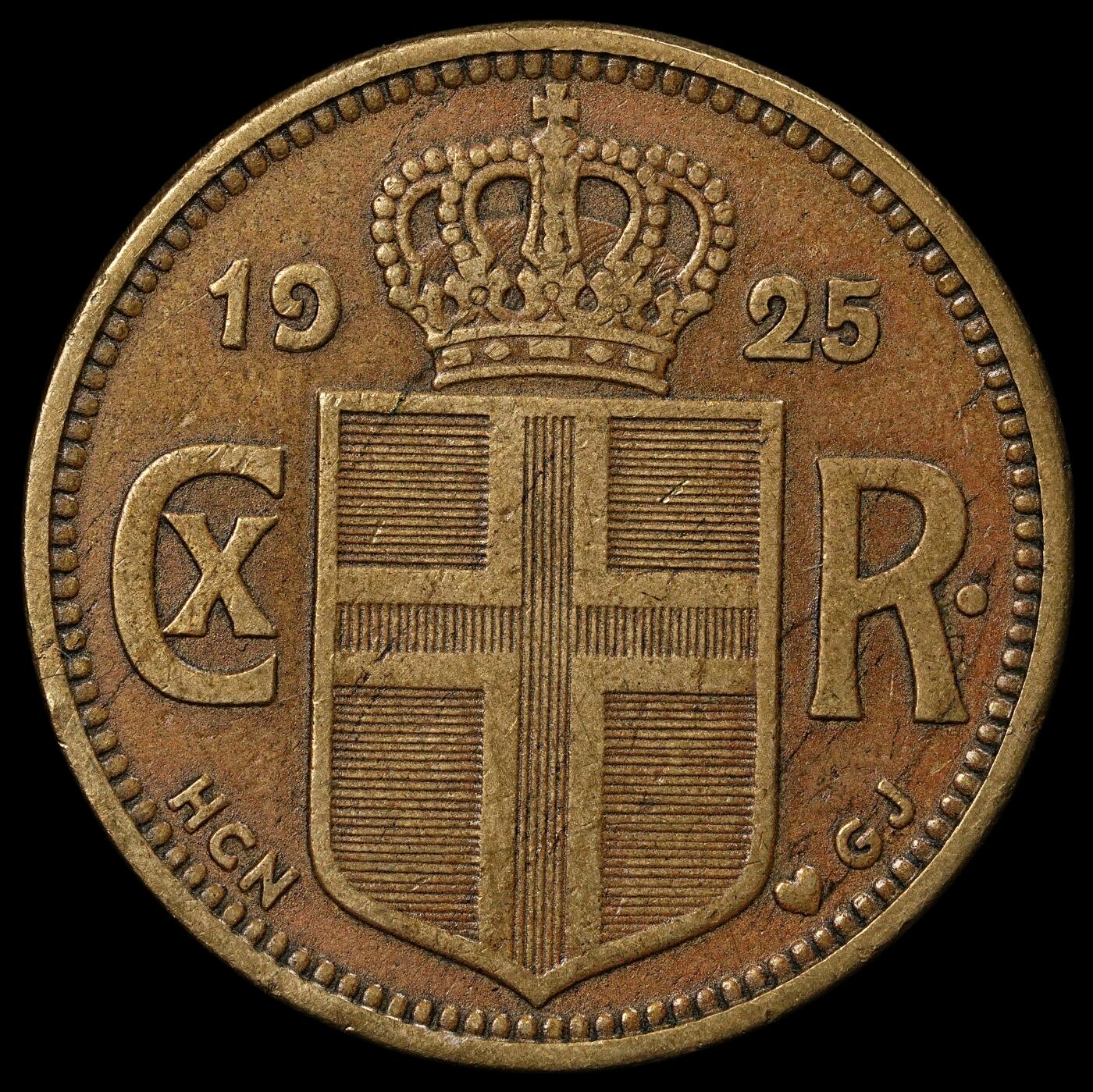 修遠堂世界钱币第九十六期 1925年冰岛2克朗 少见年份