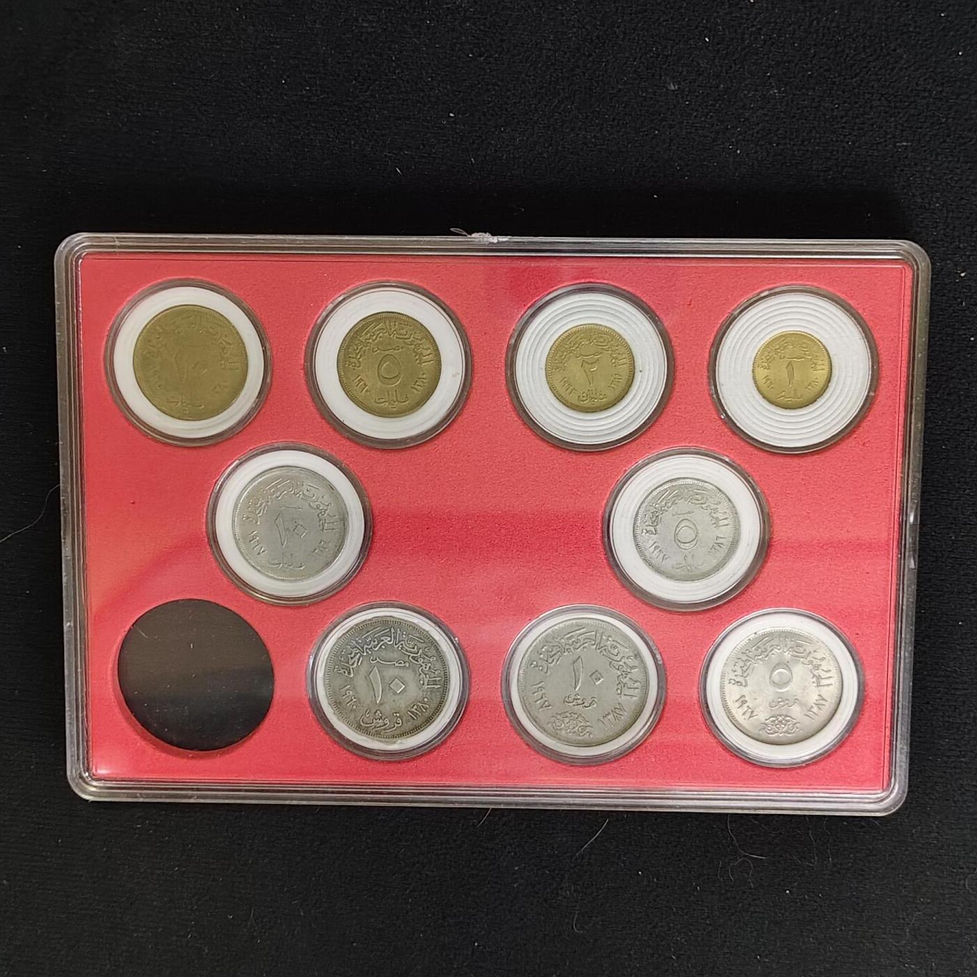 【全场包邮】纯粹捡漏拍482场（免费代拍第19场）-币封+套装+富兰克林（注意佣金） 【盒装套币】埃及阿拉伯联盟时期各年份9枚套币