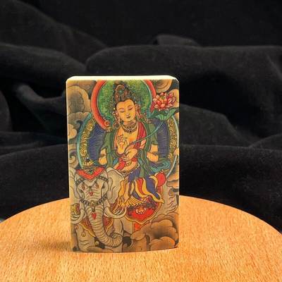 听雨轩（34）天然彩绘实心玉竹牌专场 - 实心玉竹牌   普贤菩萨 4*6cm