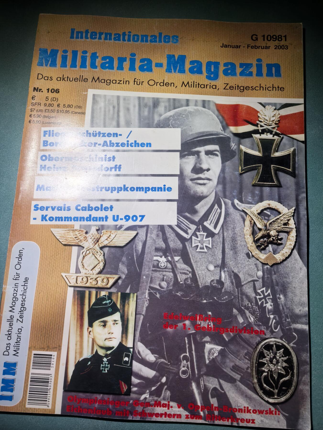 盛世勋华——号角文化勋章邮票专场拍卖第291期 德国出版 Militaria-Magazin杂志 2003年1/2月刊总第106期 58页
