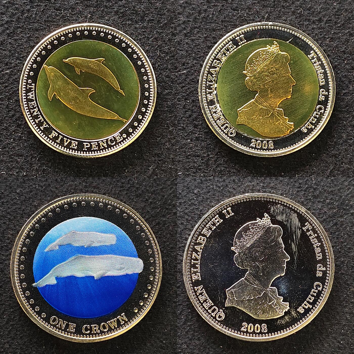 【全场包邮】纯粹捡漏拍483场（免费代拍第20场） 【罕见】英属特里斯坦和达库尼亚木盒装官方精制套币-量1000