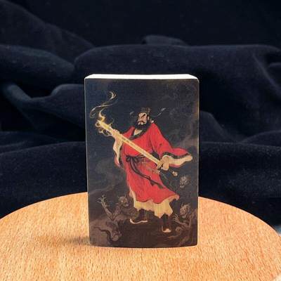 听雨轩（34）天然彩绘实心玉竹牌专场 - 实心玉竹牌 钟馗  4*6cm