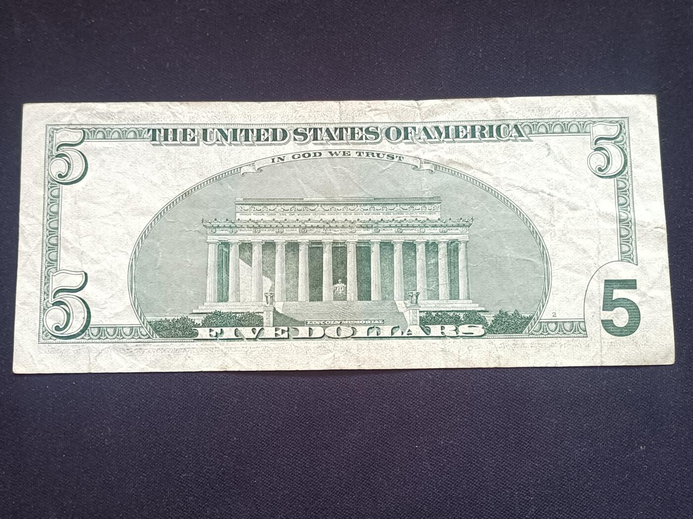 【游宝拍卖】乙巳蛇年91期 第四季首拍场  美国-5美元【SERIES-2003A L12旧金山 流通品相】