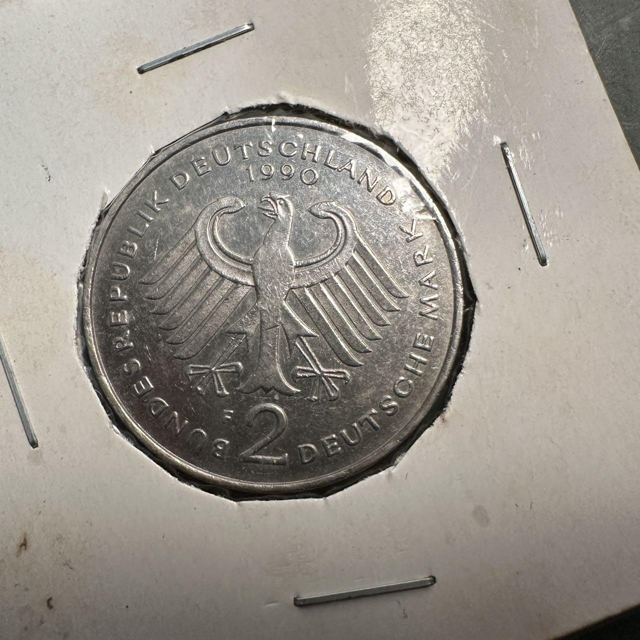 蒂克钱币-第49场 外国硬币散币场 德国1990年2马克路德维希·艾哈德纪念币