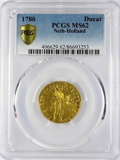 【雨安】【直播拍卖】【世界币章119期-评级币】2025-12-06 周六 19:30 保真 - [金币] Netherlands 荷兰 共和国 荷兰省 1杜卡特 1780年  PCGS-MS62 唯一冠军分