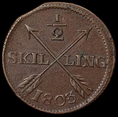 修遠堂世界钱币第九十六期 - 1803年瑞典1/2 SKILLING铜币 14.12g