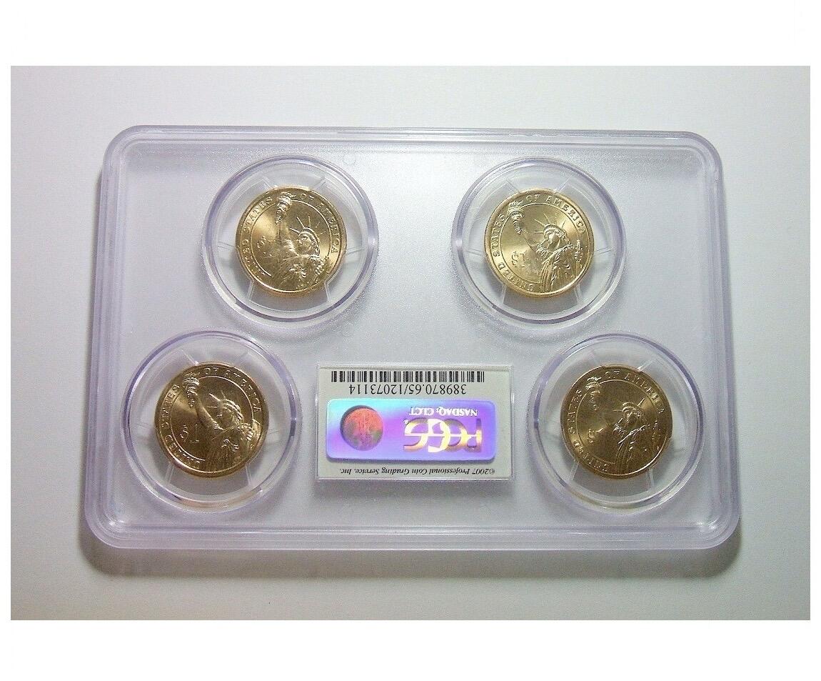 少见大盒PCGS MS65 美国杰斐逊1元总统币 4个版全齐 开卷原光