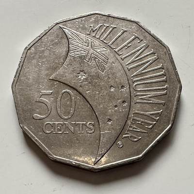 🌹外币初藏🌹🐯2025年第136场  每周二四六晚8️⃣点 接代拍 - 澳大利亚2000千禧年五十分纪念币 f