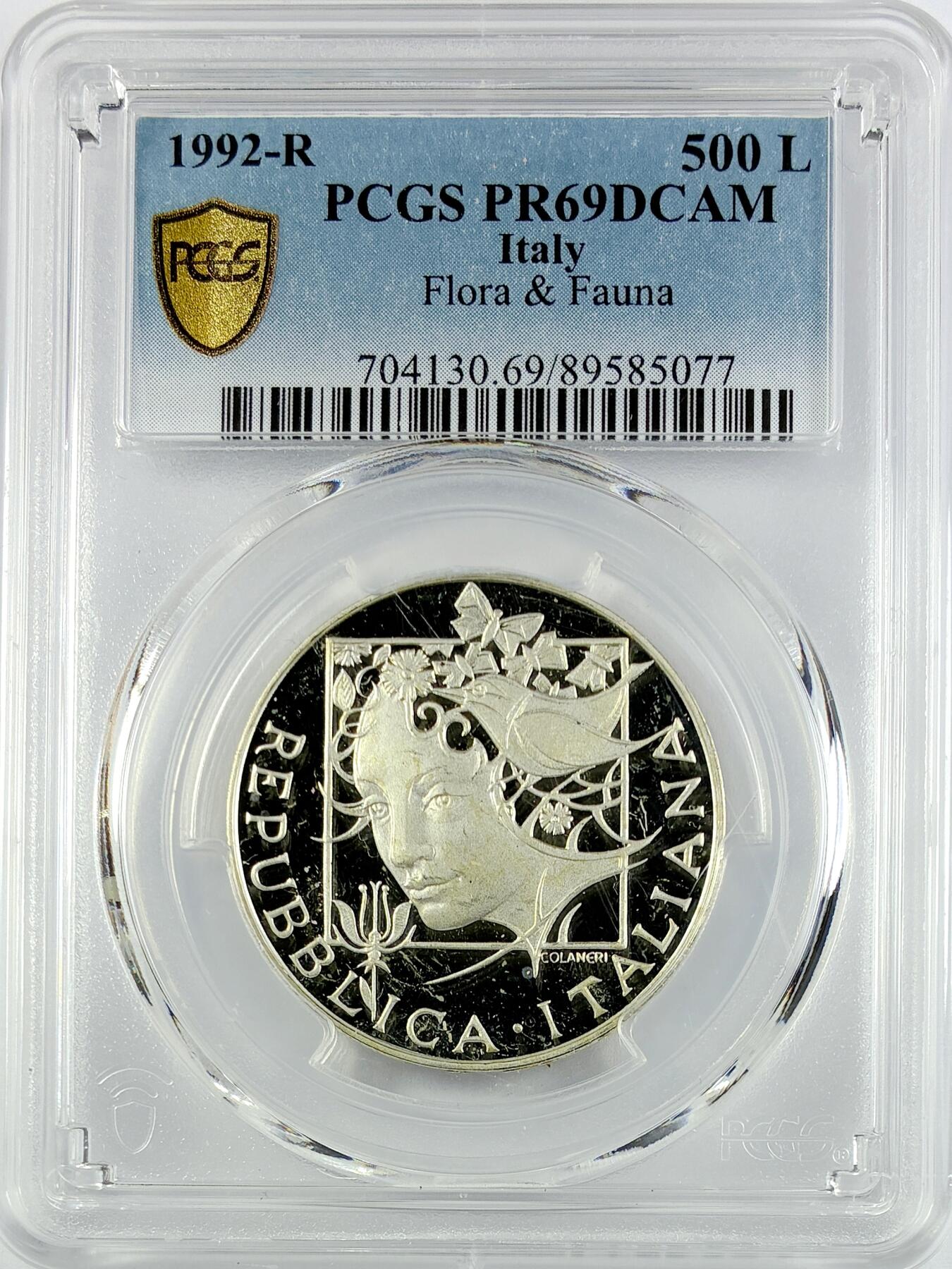 【雨安】【直播拍卖】【世界币章119期-评级币】2025-12-06 周六 19:30 保真 [评级现代] Italy 意大利 500里拉 1992年 动物和植物 PCGS-PR69DCAM