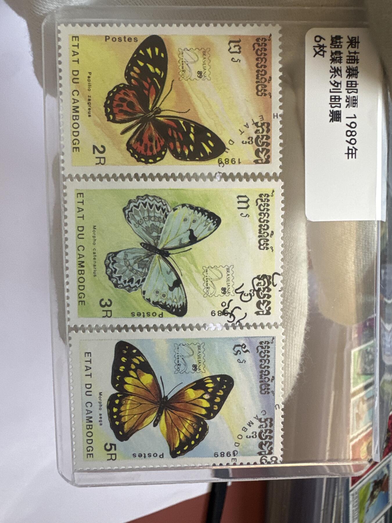 12.6邮票专场 柬埔寨1989年蝴蝶系列6枚