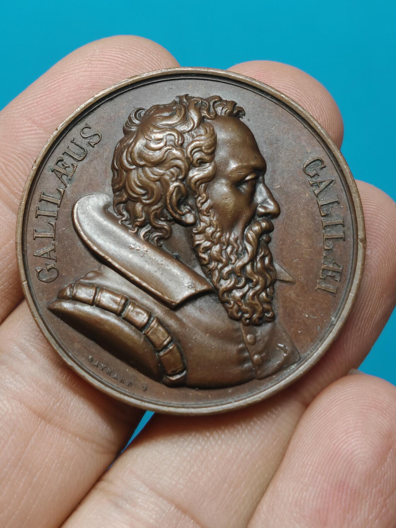 1818年法国发行现代科学之父伽利略·伽利莱纪念章 距今200多年，品相完整 值得收藏