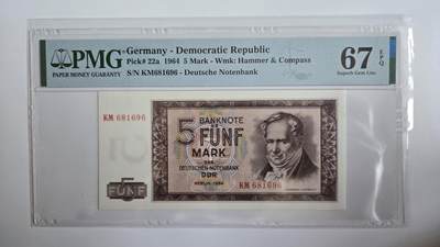 听雨轩（三十六） - 东德5马克 pmg67 稀少倒置号 亚历山大.冯.洪堡1964
