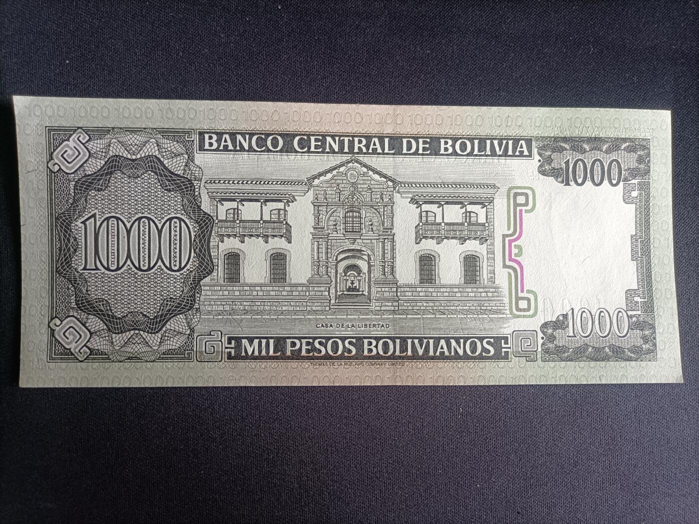 【游宝拍卖】乙巳蛇年91期 第四季首拍场  玻利维亚-1000比索【1982年 全新UNC】