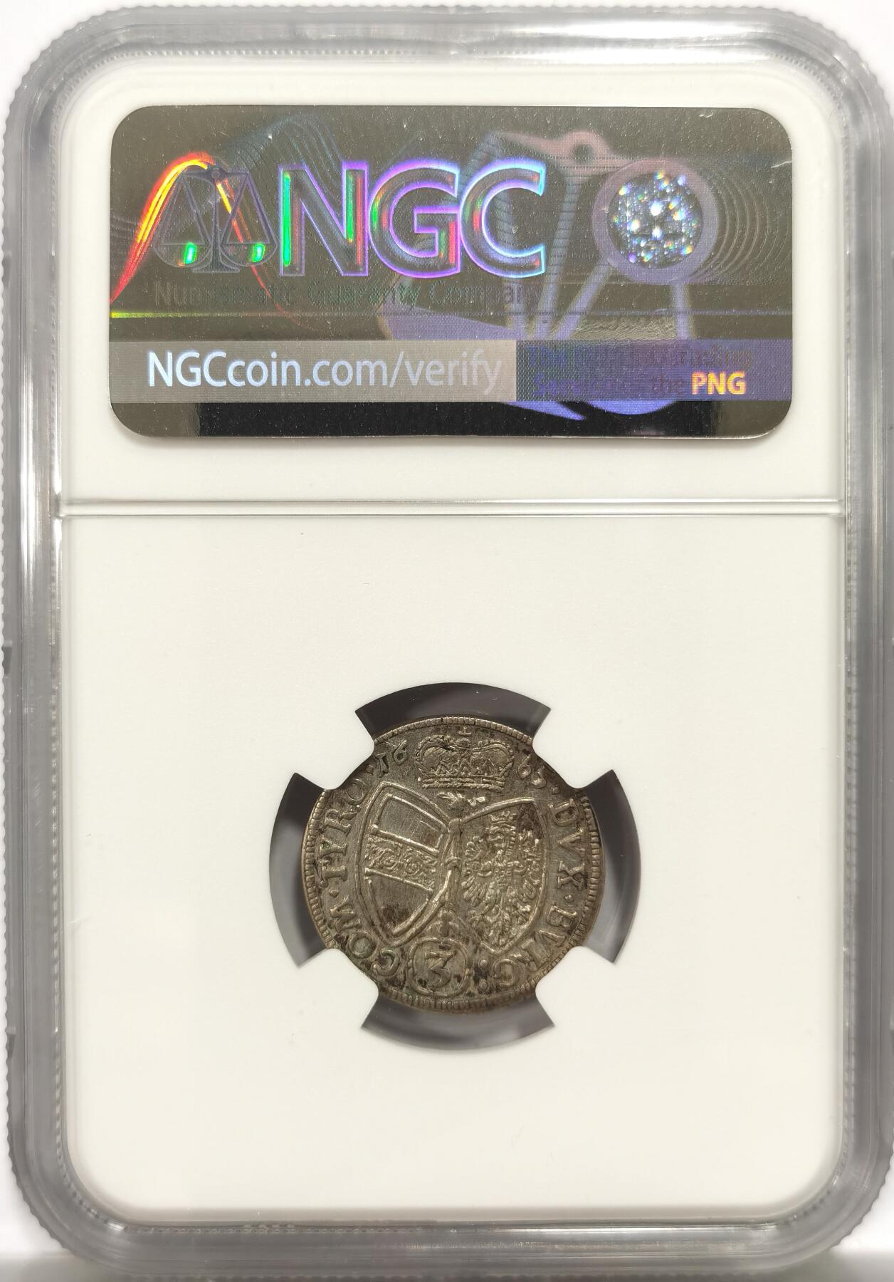 博洋堂世界钱币拍卖第150期（全场包邮） NGC AU58 奥地利1665年3克鲁泽银币，仅有2枚更高分