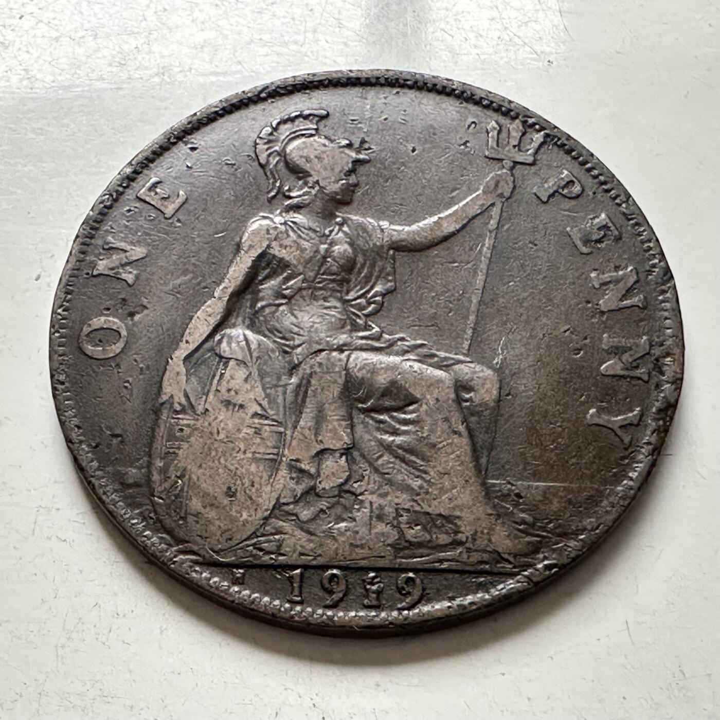 🌹外币初藏🌹🐯2025年第136场  每周二四六晚8️⃣点 接代拍 英国1919年一便士 a