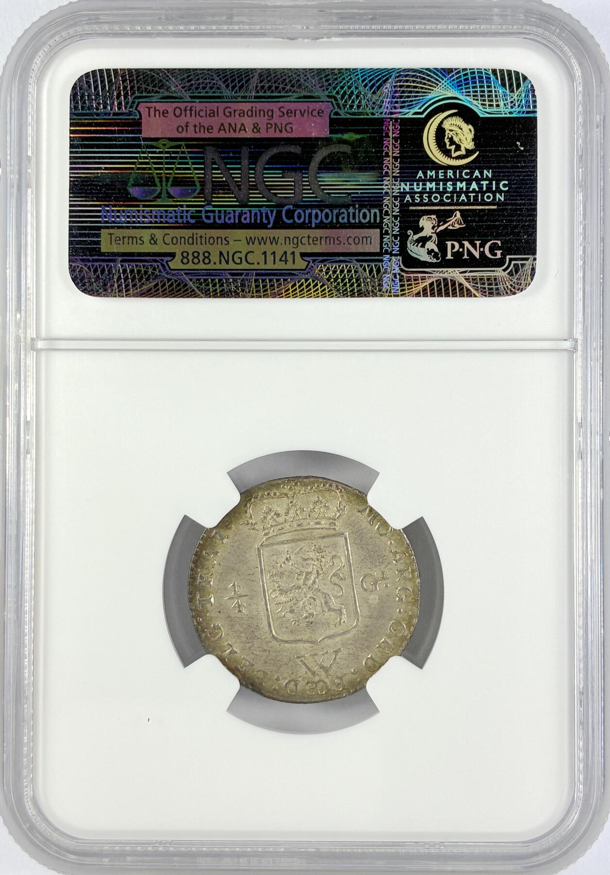 【雨安】【直播拍卖】【世界币章119期-评级币】2025-12-06 周六 19:30 保真 [评级欧洲] Netherlands 荷属西印度公司 1/4盾 1794年  NGC-MS65 独年版 经典品种