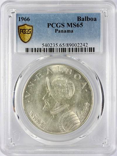 【雨安】【直播拍卖】【世界币章119期-评级币】2025-12-06 周六 19:30 保真 - [评级美洲] Panama 巴拿马 1巴波亚 1966年  PCGS-MS65