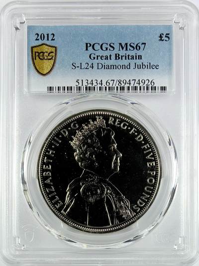 【雨安】【直播拍卖】【世界币章119期-评级币】2025-12-06 周六 19:30 保真 - [评级现代] Great Britain 英国 5镑 2012年  PCGS-MS67