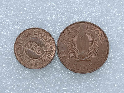 第一海外回流一元起拍收藏 散集专场  第275期 - 塞拉利昂1964年青铜币 2枚 带光品