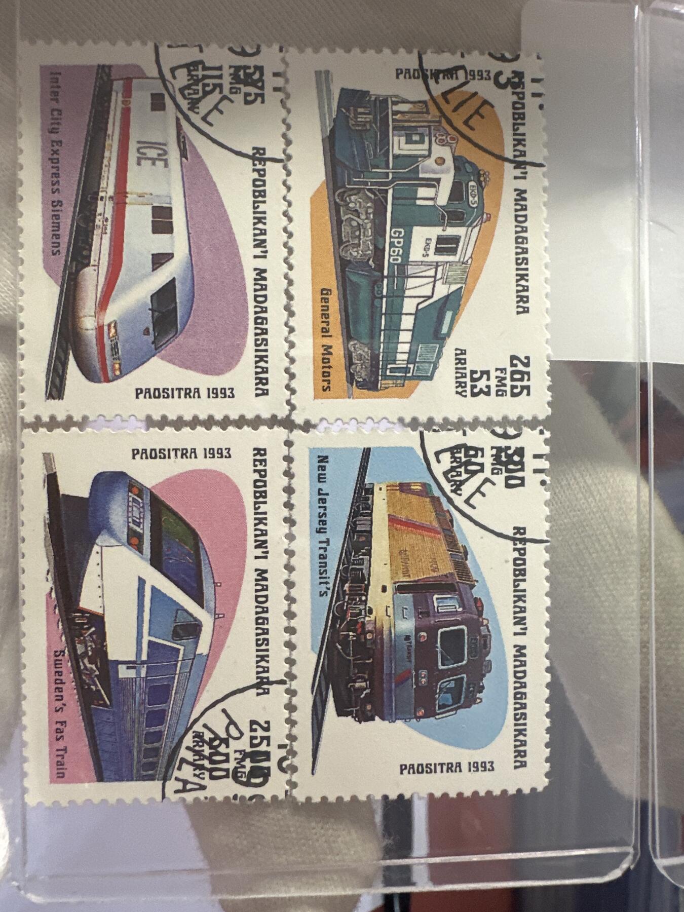 12.6邮票专场 马达加斯加1993年机车火车系列7全