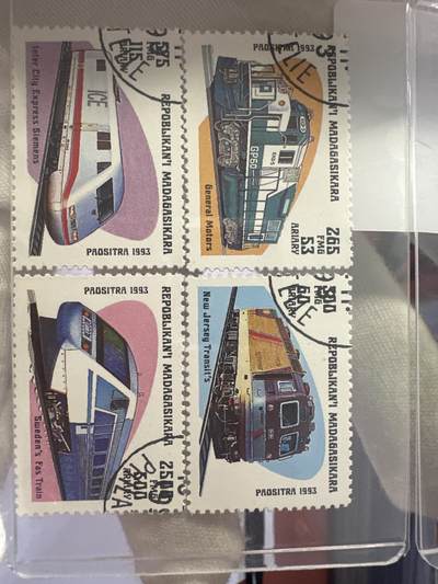 12.26邮票专场 马达加斯加1993年机车火车系列7全