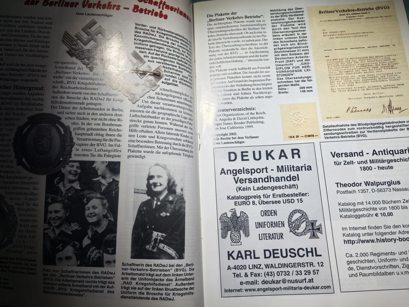 盛世勋华——号角文化勋章邮票专场拍卖第291期 德国出版 Militaria-Magazin杂志 2003年1/2月刊总第106期 58页