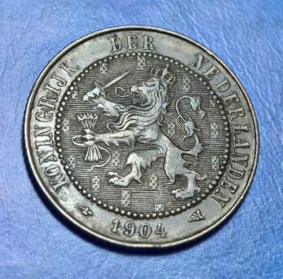 外国优质老铜币银币，周六九点倒数截拍，满百包邮，可寄存半年，喜欢朋友微信扫描二维码可直接参拍 - 荷兰1904年2.5分大铜币