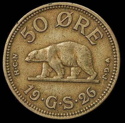 修遠堂世界钱币第九十六期 - 1926年格陵兰50欧尔
