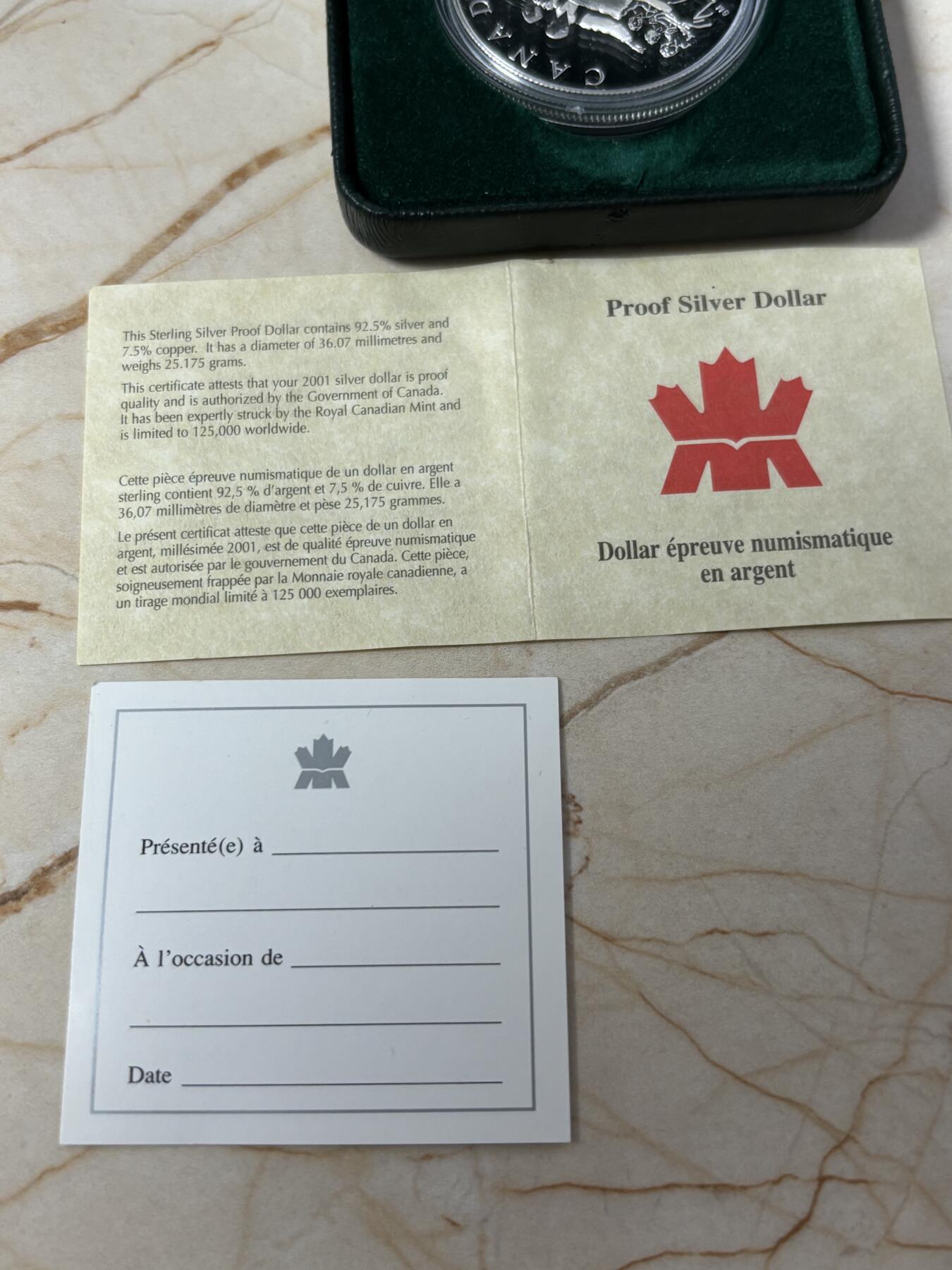 第184期拍卖 加拿大2001年国家芭蕾舞团成立50周年精制银币，925银，25.175克，