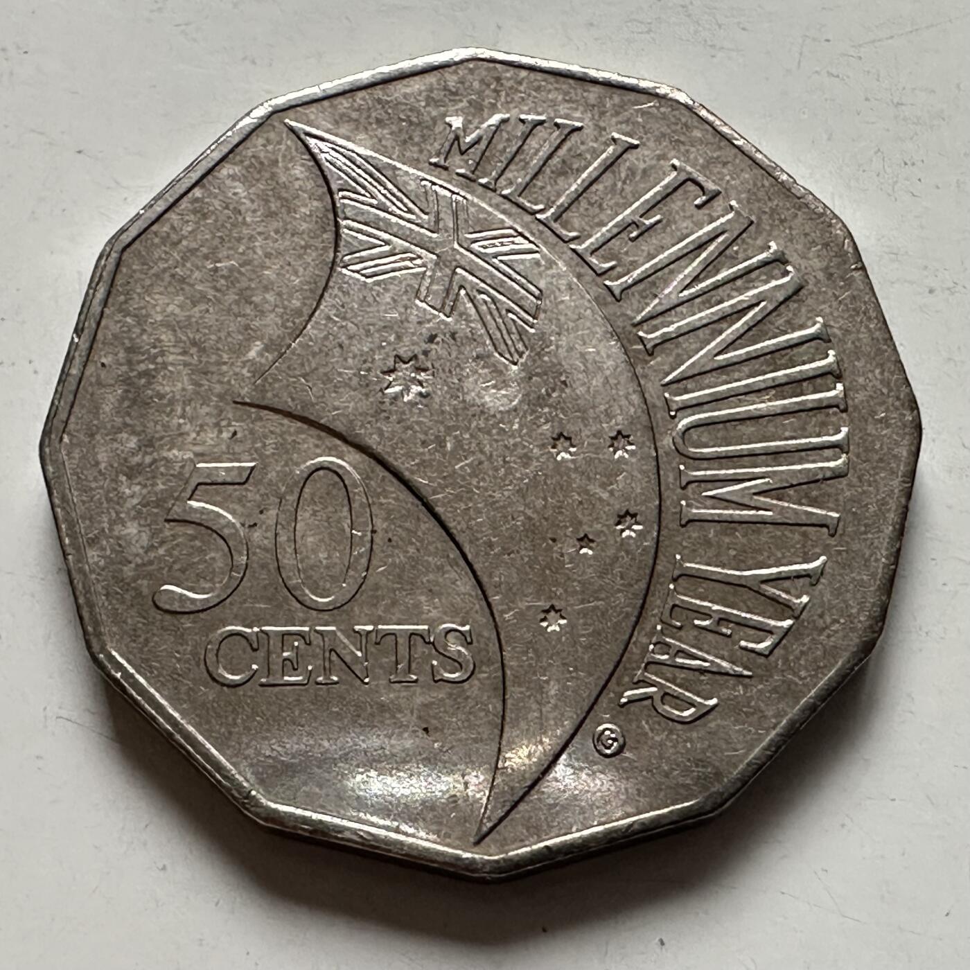 🌹外币初藏🌹🐯2025年第136场  每周二四六晚8️⃣点 接代拍 澳大利亚2000千禧年五十分纪念币 g