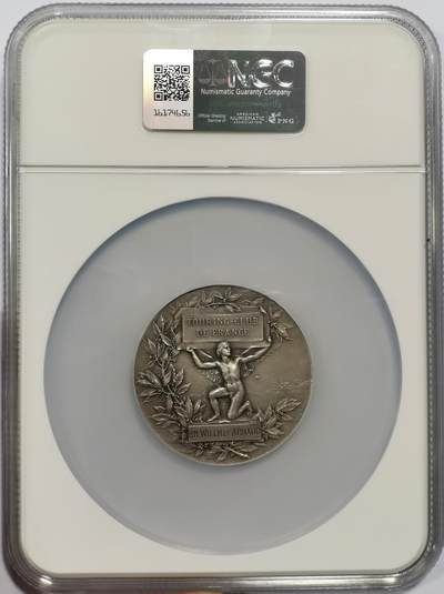 博洋堂世界钱币拍卖第150期（全场包邮） NGC MS64 冠军分！1910年左右法国旅游协会50mm巨大银章。清凉女神唯美浪漫。这一款多见40mm的，50mm加大盒子款极其少见，ms高分更是稀有！