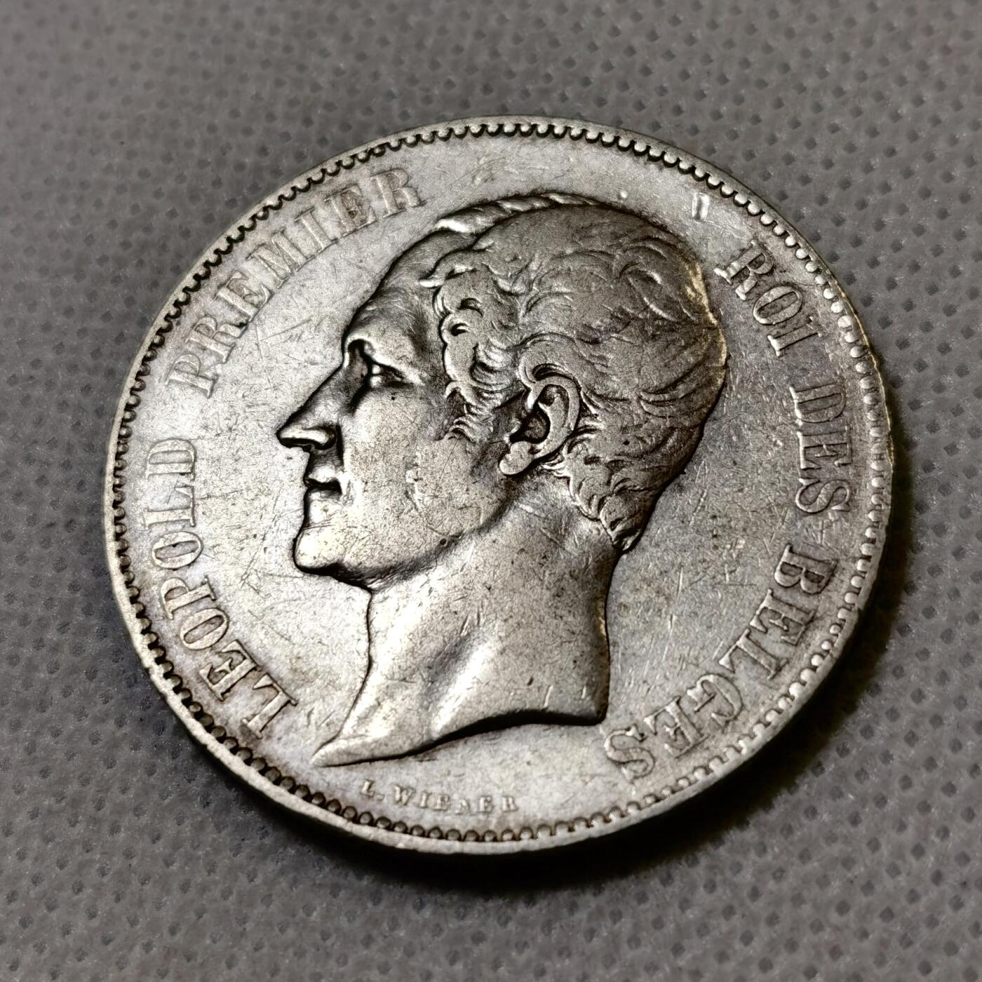 甄臻铺-世界币章拍卖（第42期）送拍享返佣金等优惠多多 比利时1849年5法郎银币 早期利奥波德一世版 比二世的少很多 细节见图