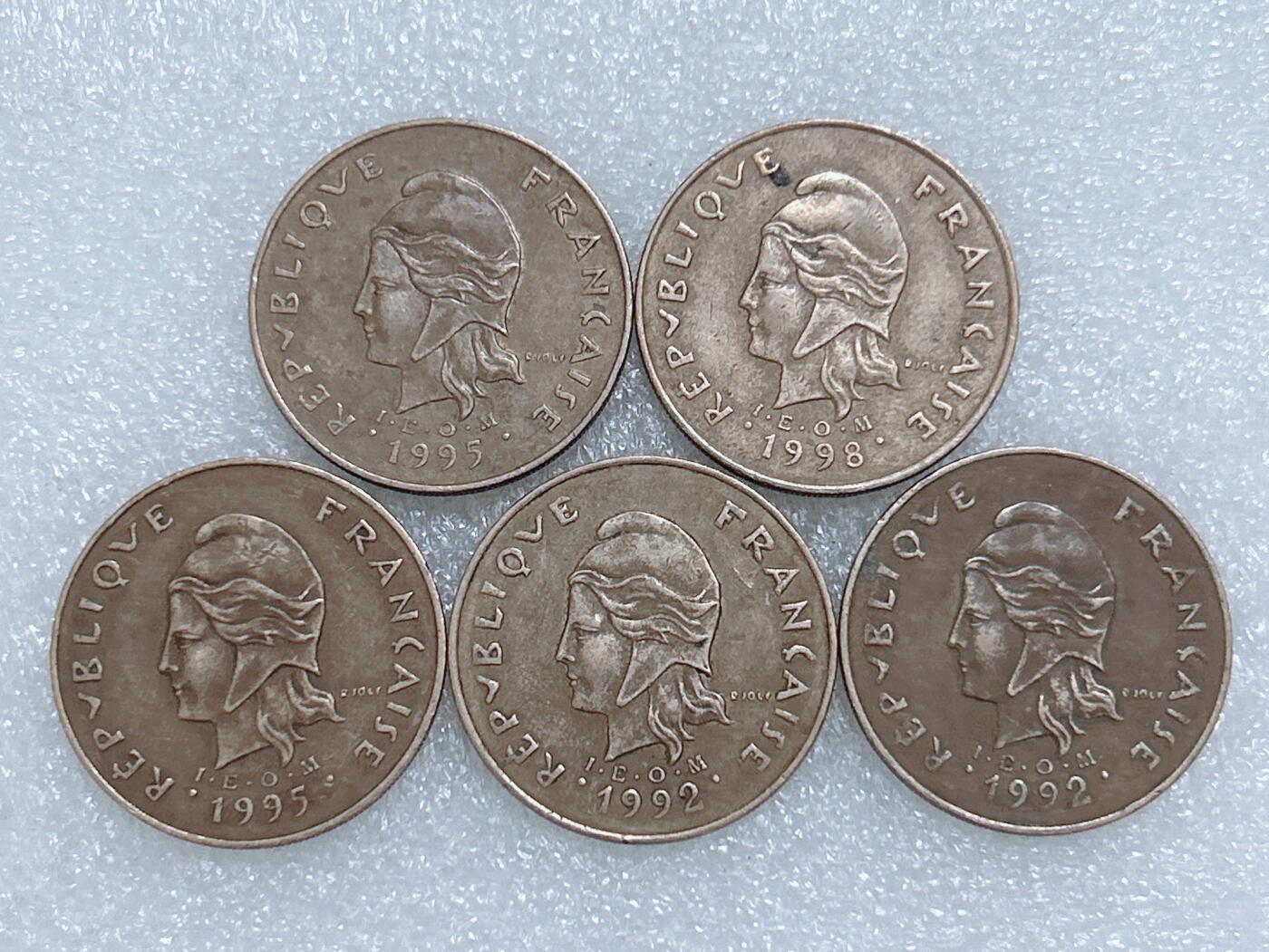 第一海外回流一元起拍收藏 散集专场  第275期 法属新喀里多尼亚100法郎硬币 5枚