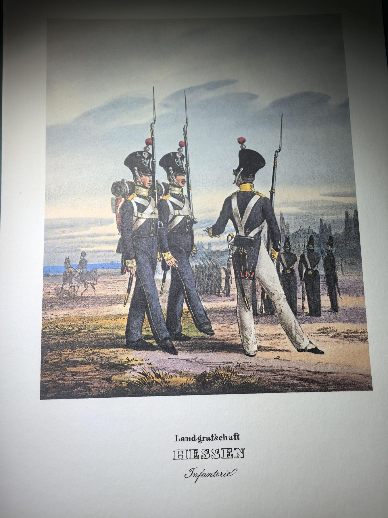 盛世勋华——号角文化勋章邮票专场拍卖第291期 大尺寸手绘图卡 黑森伯国步兵 大A4尺寸 翻印自1848年出版《德意志陆军》一书